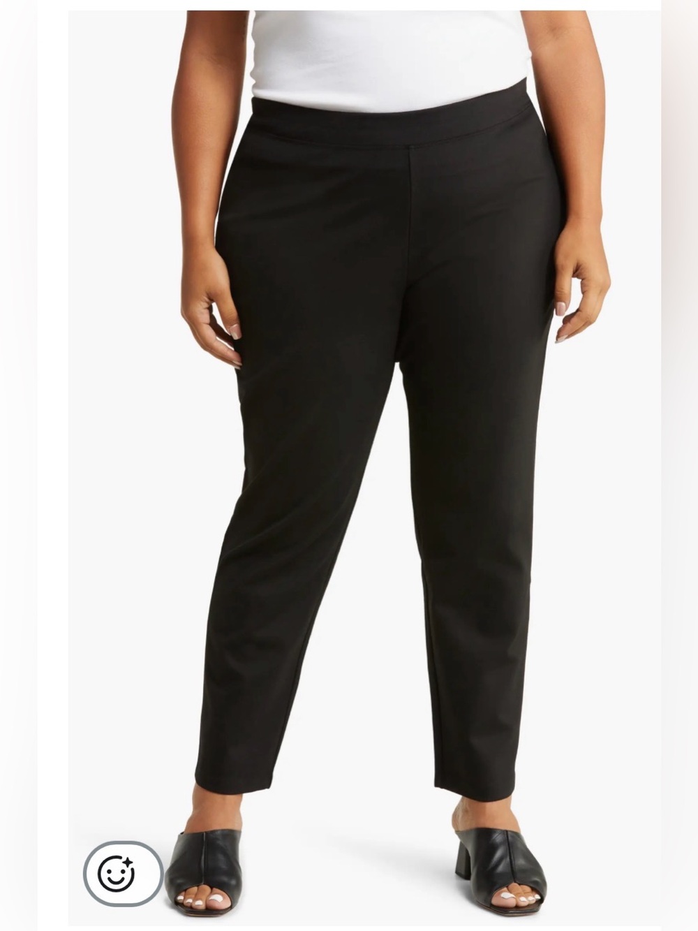 Eileen Fisher Tencel Lyocell Stretch Jersey Ankle Straight Slim Pants , Large